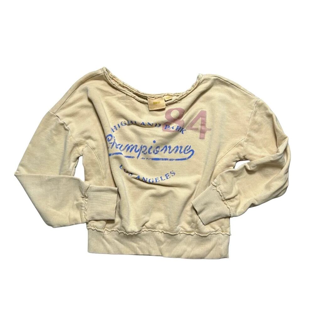 Anthropologie Maeve Yellow Graphic Highland Park Sweatshirt Size Medium